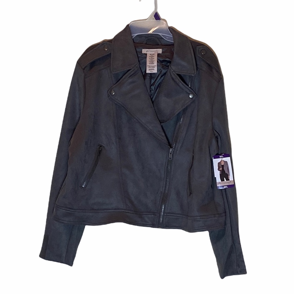 Philosophy Charcoal Grey Faux Leather Jacket